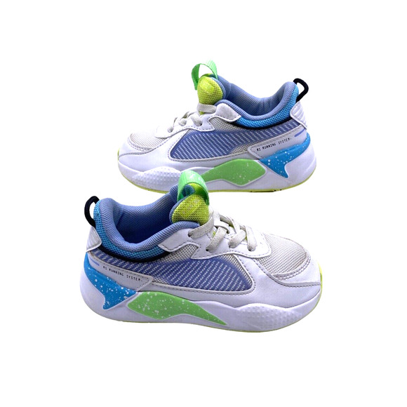 Puma RS-Running System Baby Shoes Size 4C 382765-02 White Blue Green Yellow - Picture 2 of 5